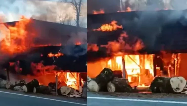 Rize’de kereste atölyesi yangında küle döndü