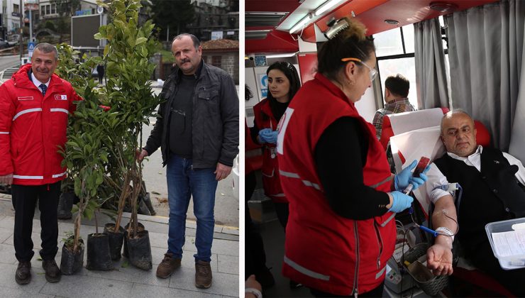 Rize’de kan bağışçılarına meyve fidanı hediye edildi