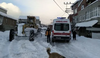 Kar nedeniyle mahsur kalan 74 hasta ekiplerce hastanelere ulaştırıldı