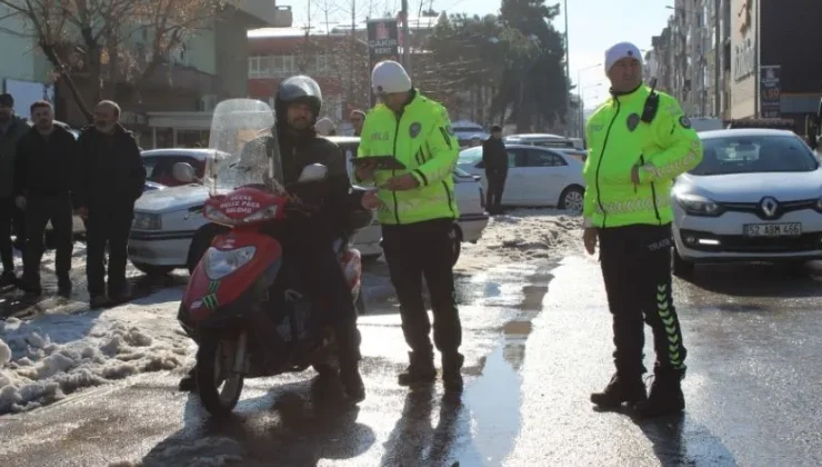 Ordu’da kar yağışı sonrası trafik denetimi