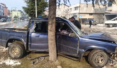 Ordu’da kontrolden çıkan pikap ağaca çarptı: 1 yaralı