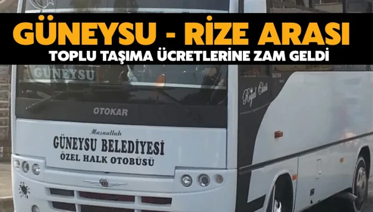 Rize Arası Toplu Taşıma Ücretlerine Zam Geldi