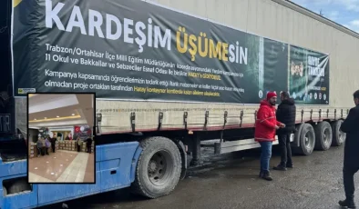 Trabzon’da 11 okul birleşti, Hatay’a 3 bin gıda kolisi gönderdi