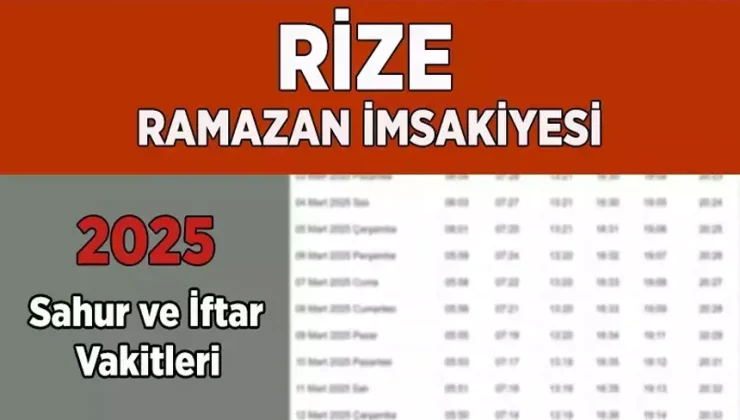 Rize sahur ve iftar saatleri, ramazan imsakiyesi