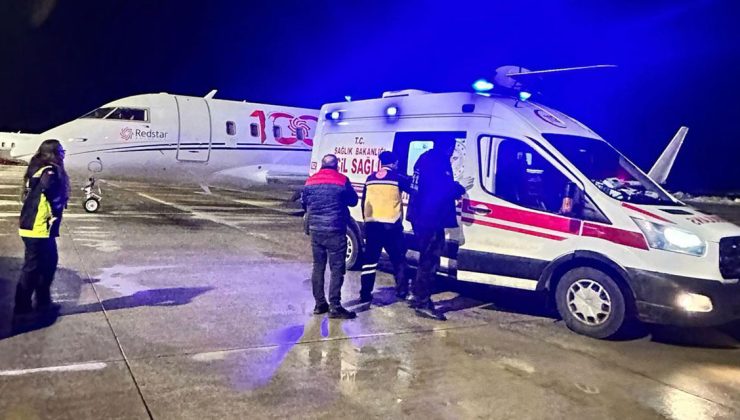 Rize’de MFS tedavisi gören çocuk ambulans uçakla Ankara’ya sevk edildi