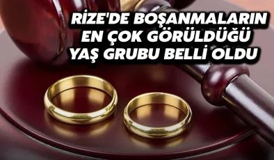 Rize’de boşanmaların en çok görüldüğü yaş grubu belli oldu