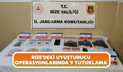 Rize’deki uyuşturucu operasyonlarında 9 tutuklama