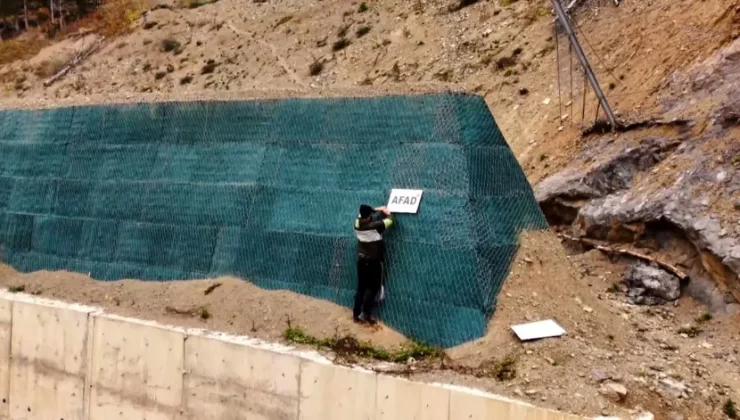 Kaya düşme tehdidine ‘gabion duvar’lı kalkan