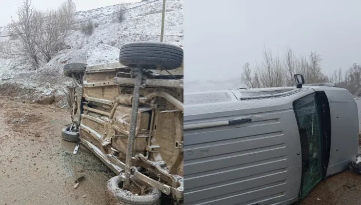 Yozgat’ta hafif ticari araç devrildi: 2 kişi yaralandı