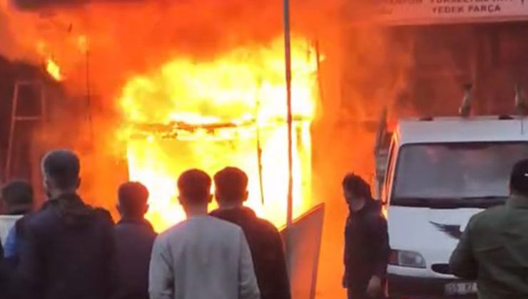 Rize’de oto döşemeci atölyesi alev alev yandı