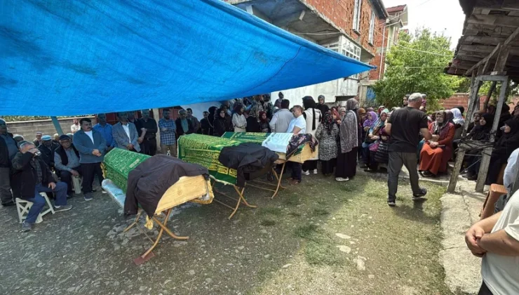 Arazi kavgasında öldürülen çift ile oğulları, toprağa verildi
