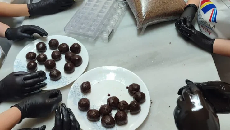 Trabzon’da koruma ve bakım altındaki kız çocuklarına butik çikolata hazırlama eğitimi veriliyor