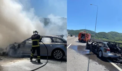 Bolu Dağı geçişinde otomobil küle döndü