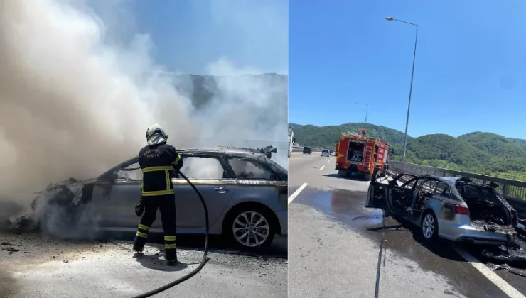 Bolu Dağı geçişinde otomobil küle döndü