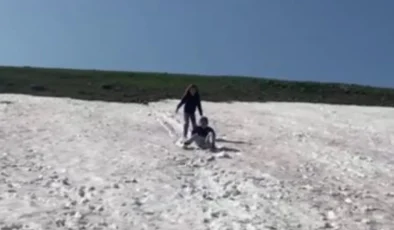Haziran ayında yaylada kar keyfi